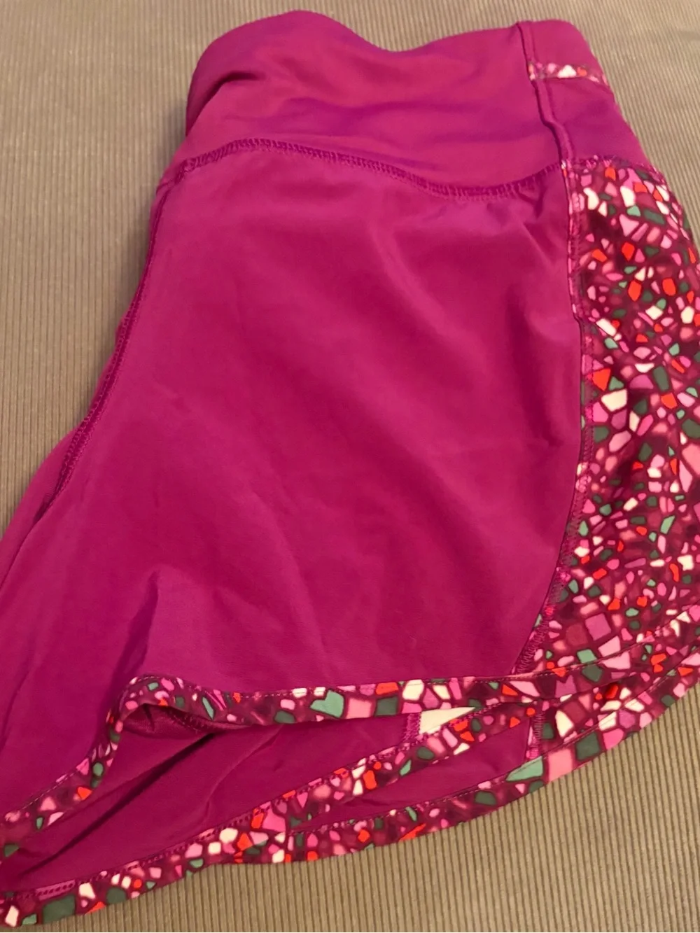 lululemon athletica Purple Athletic Shorts with Mosaic Side Print